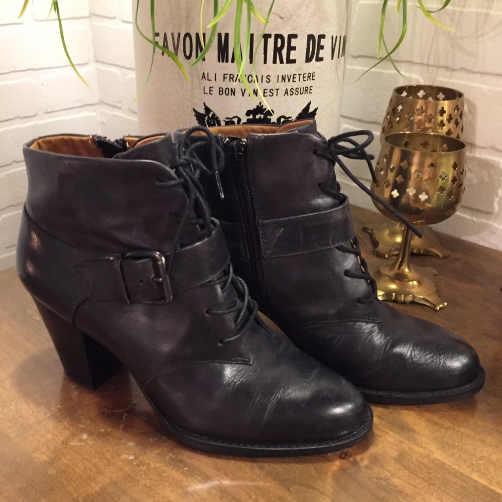 Sofft Black Boots w/ Laces and Buckle